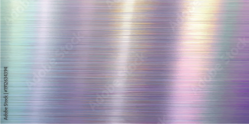 Abstract colorful purple background with a brushed silver metallic texture and shiny polished steel stripes on a grey industrial aluminum surface