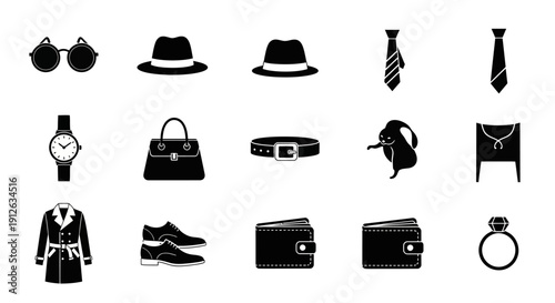 Collection of mens fashion accessories.