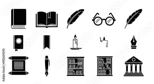 Education icons with books and glasses.