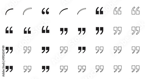 quotation marks and speech marks in diverse typographic vector styles ideal for text editing and graphic design needs.