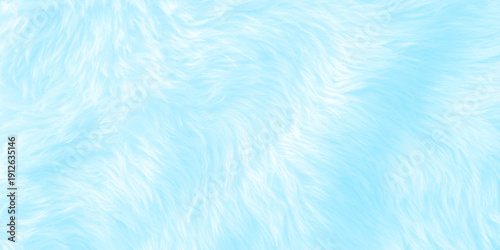 Sky blue faux fur texture with long flowing fibers, electric azure synthetic modern texture perfect for abstract backgrounds.