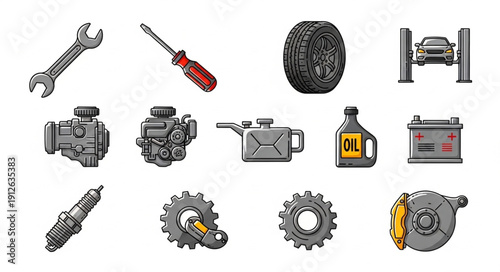 Assorted Mechanical Parts and Tools.
