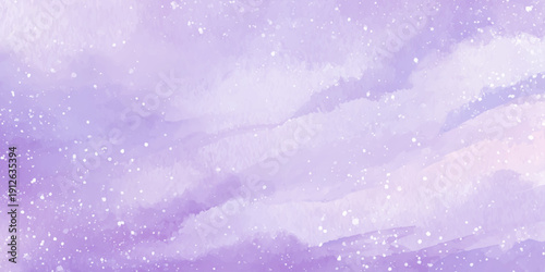 Abstract light purple watercolor background with white paint splatters soft lavender color artistic backdrop is perfect for wedding stationery.