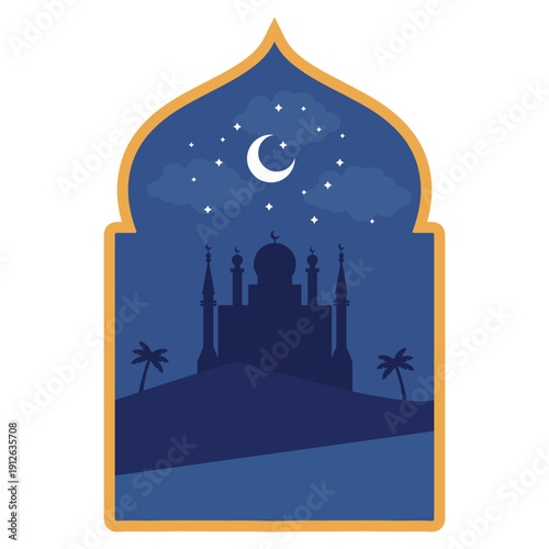 Starry Night Mosque Silhouette
