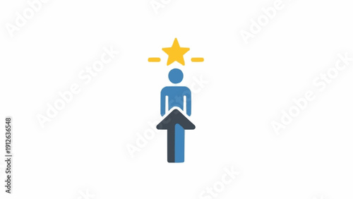 Fotografie Blue Person Icon with Star Symbol.