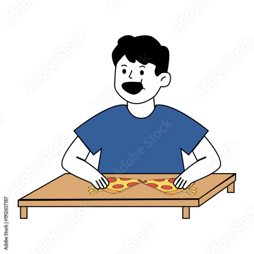 Man Eating Pizza Slices