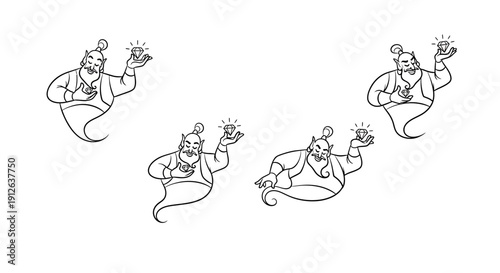 Four Genies Holding Diamonds