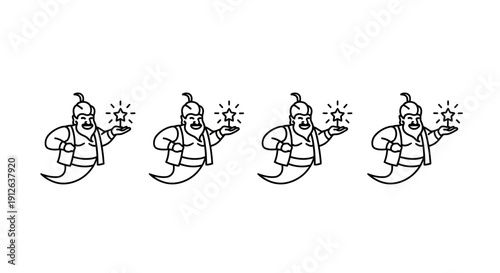 Genie Character Holding Magic Star, Fantasy Character, Cartoon Style