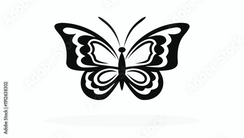 Elegant black butterfly with intricate design on wings