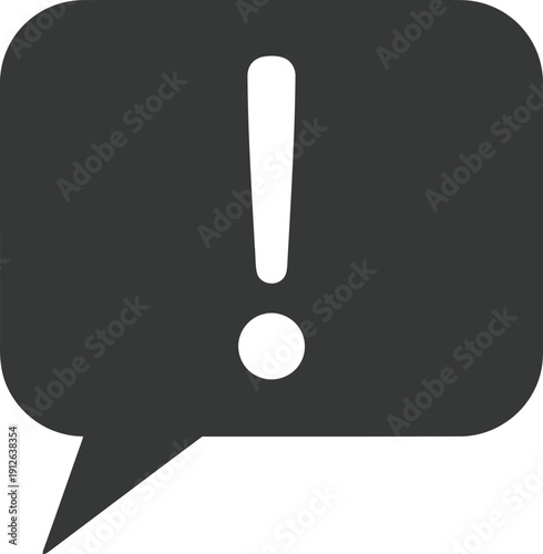 Black speech bubble with exclamation mark icon