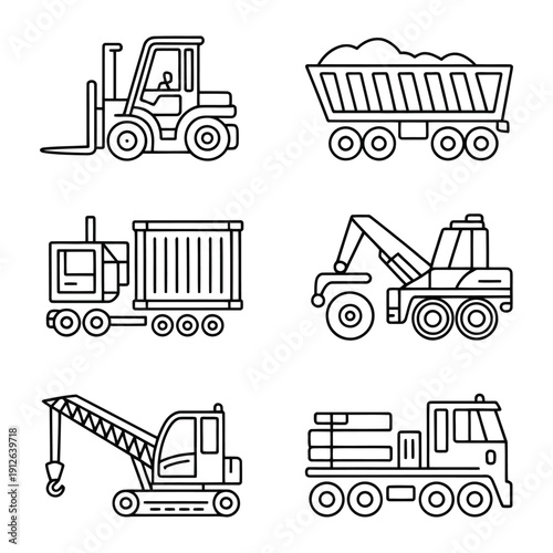 Construction Vehicles: A diverse set of construction vehicles stands ready, each designed for a specific task.