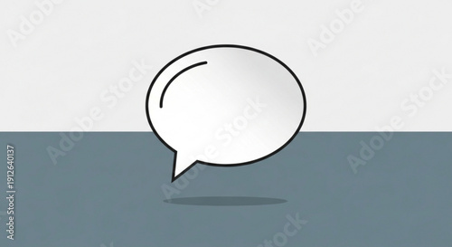 Speech bubble icon with shadow on gray background for communication and dialogue representation