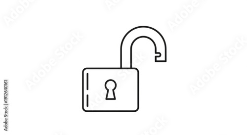 Open padlock icon with curved shackle and keyhole symbolizing security and freedom