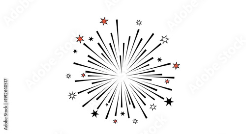 Explosion of Stars and Light Rays, Festive Burst, Celebration Graphic Element