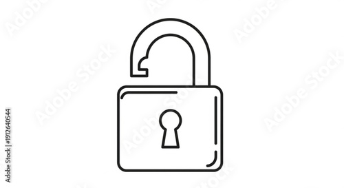 Open padlock icon with keyhole symbolizing security protection and freedom