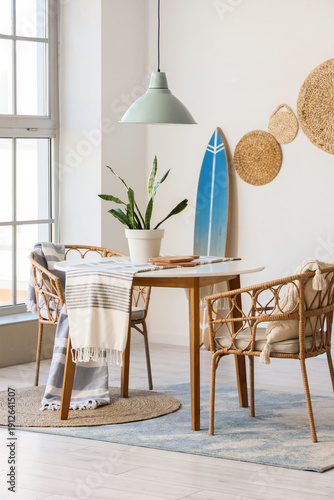 Interior of light room with...