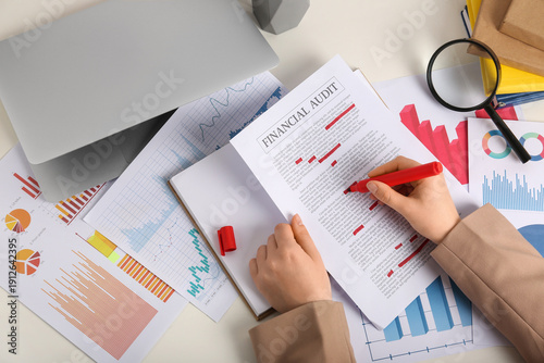 Woman with magnifying glass...