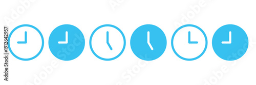 Time and clock icon set. Simple blue clock icon. Time clock icon design.