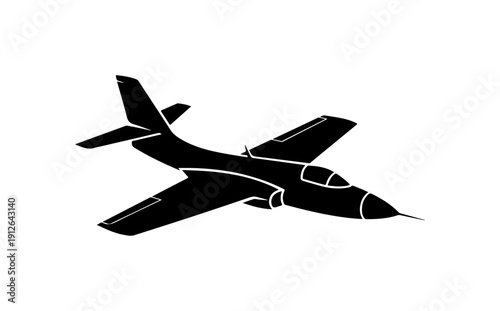 Modern Black Vector Jet Aircraft Icon