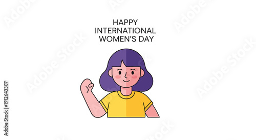 Happy International Womens Day illustration with a strong woman.