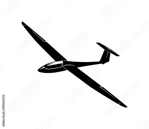 Modern Glider Aircraft Silhouette Vector Illustration