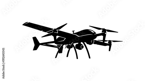 Modern Quadcopter Drone in Black Vector Style