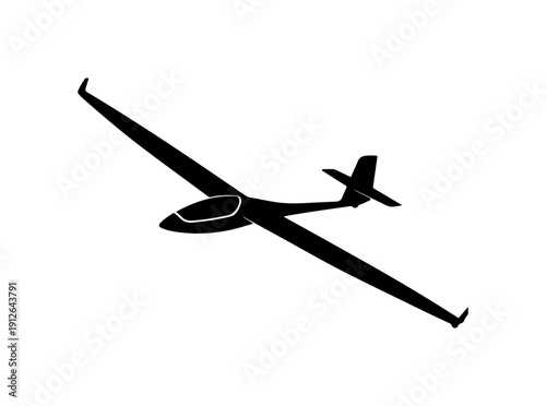 Black and White Glider Aircraft Vector Illustration