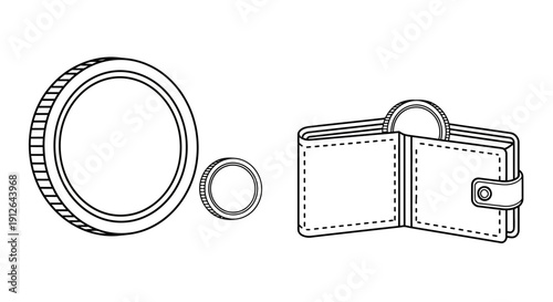 Coin and Wallet Illustration: Financial Savings, Budgeting, and Wealth Management Concept