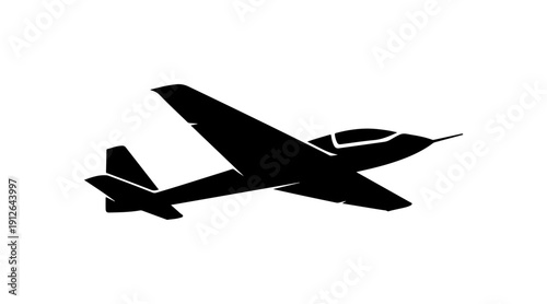 Minimalist Black Vector Silhouette of a Glider Aircraft