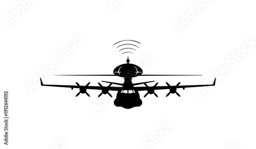 Modern Drone Aircraft with Wireless Signal Icon
