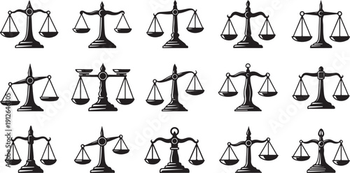 Set of black scales icons on white background pattern