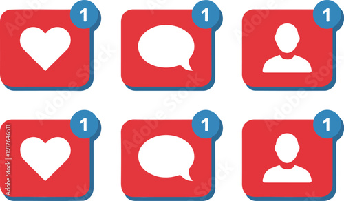 Social Media Alerts Outline Icons  Likes, Comments, and Messages