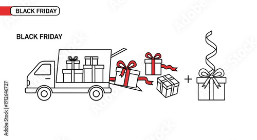 Black Friday Delivery Truck Unloading Gifts for Shopping Sale