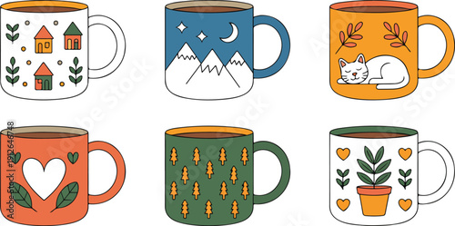 Cozy Winter Mug Collection  Six Cute Hot Drink Cups