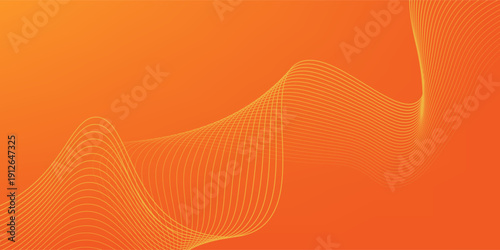 Design abstract background with dynamic orange waves, lines and particles. particles patterns
