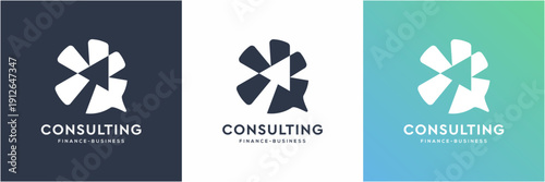 Modern Financial Consulting Logo Template. Abstract vector Upward Arrow and Speech Bubble icon symbol.
