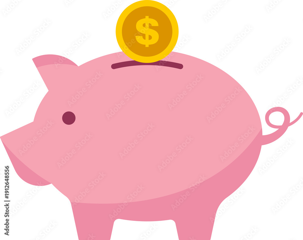 Obraz premium Minimalist pink piggy bank PNG. Piggy bank icon transparent PNG. Piggy bank vector illustration. Piggy bank clipart. Money, saving, and banking concepts.