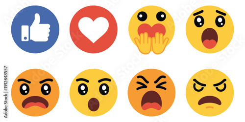 Bubble emoticons vector yellow round cartoon emoji faces, social media reaction and chat comment icons, expressive tear smile sad hug love like lol laughter symbols, digital message artwork.