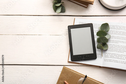Modern e-reader with books ...
