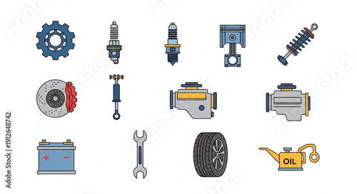 Car Engine Parts and Tools.