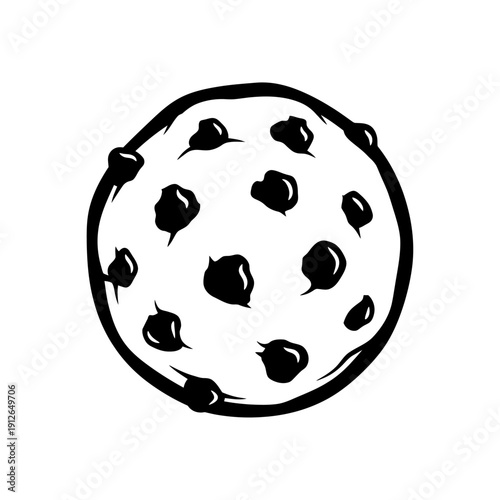Chocolate Chip Cookie Silhouette Illustration, Homemade Biscuit Vector, Sweet Snack Icon for Bakery Menu and Food Branding