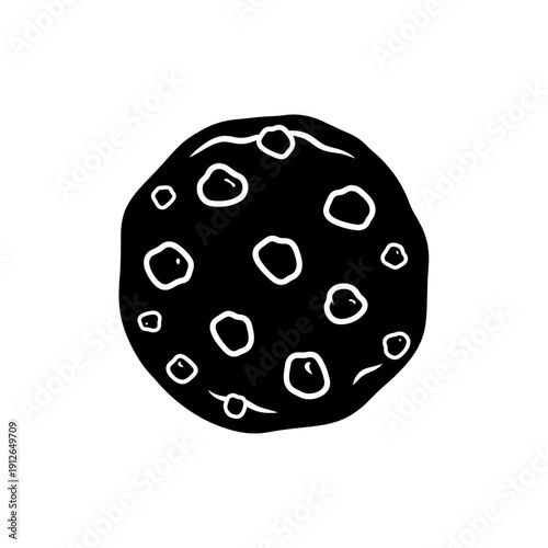 Chocolate Chip Cookie Silhouette Illustration, Homemade Biscuit Vector, Sweet Snack Icon for Bakery Menu and Food Branding