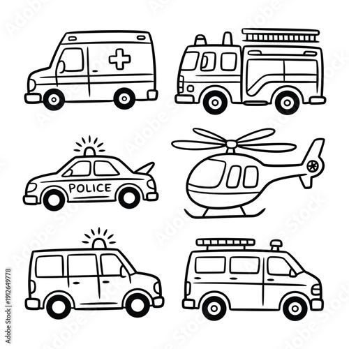 Emergency Vehicles in Action: An illustrative display of essential emergency vehicles ready to serve, symbolizing swift response and community support.