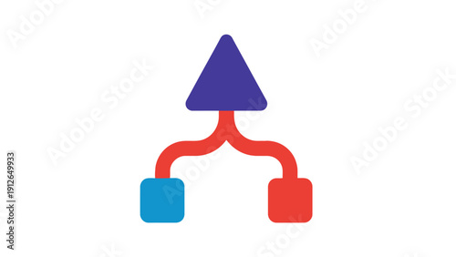 Integration and Merge Process Vector Icon. Abstract conceptual diagram representing data flow, business convergence, synergy, and upward growth strategy.