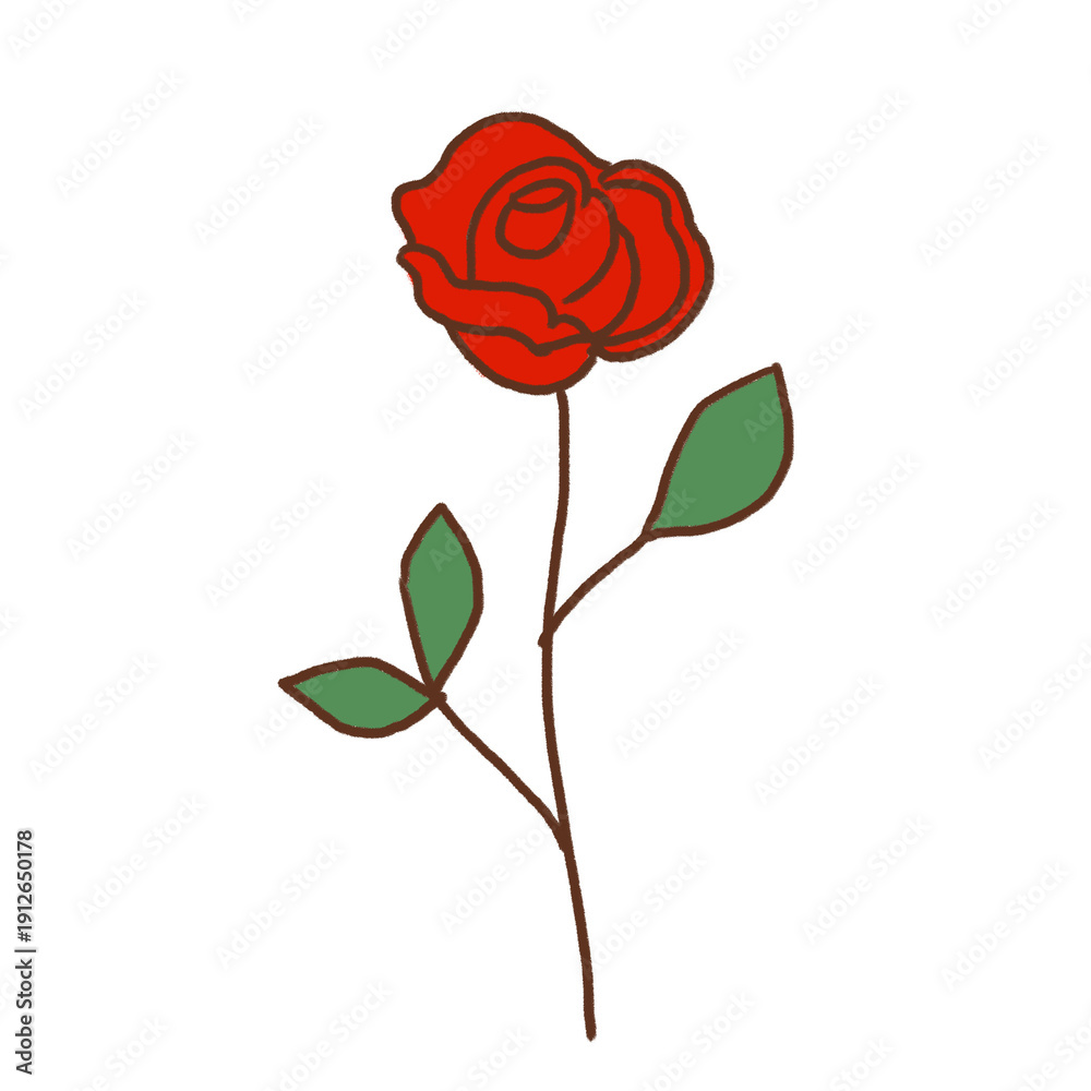 Fototapeta premium Minimalist red rose illustration on black background