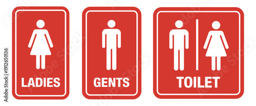 Toilet icon restroom signage, men and women WC symbols with arrow, isolated flat style vector, green and white bathroom graphics, public facility direction and hygiene icon illustration.