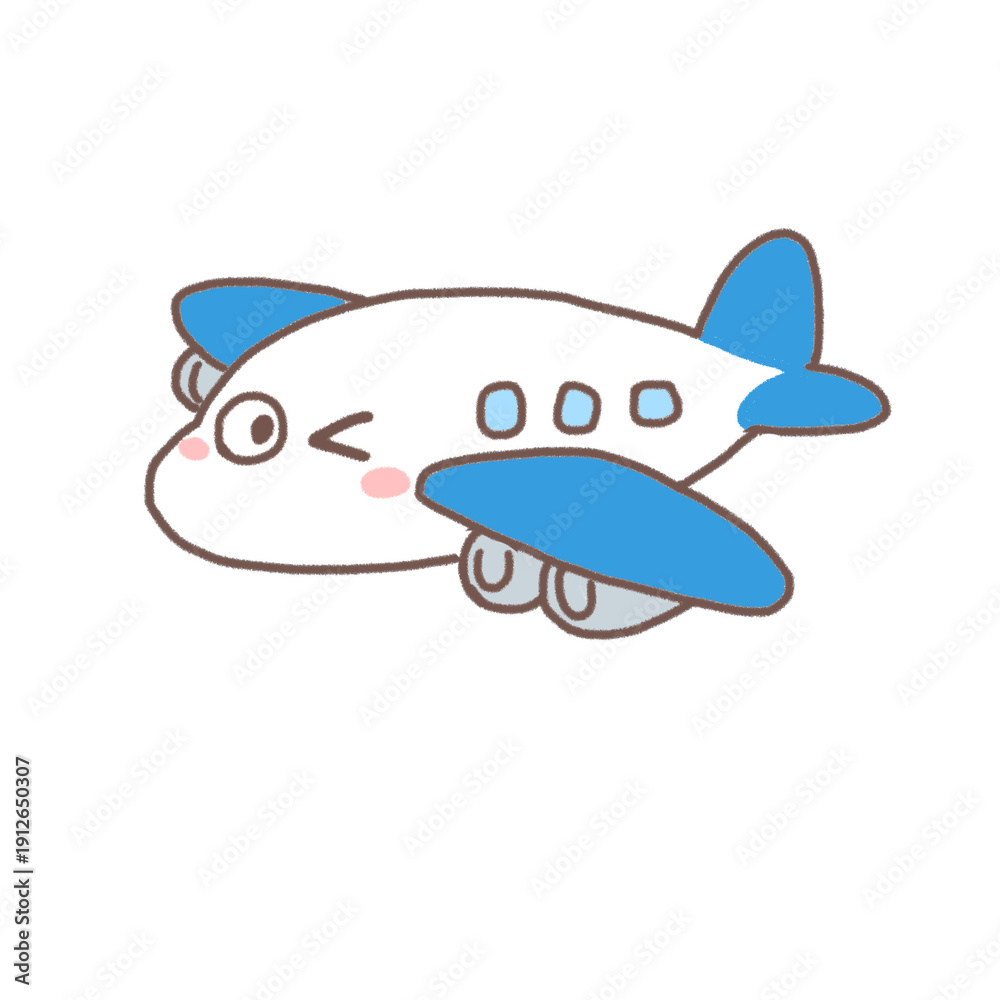 Fototapeta premium Cute Winking Cartoon Airplane Character
