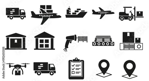 Logistics and transportation icons set.