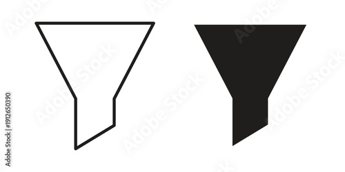 Funnel icon in black line style set. logotype designs