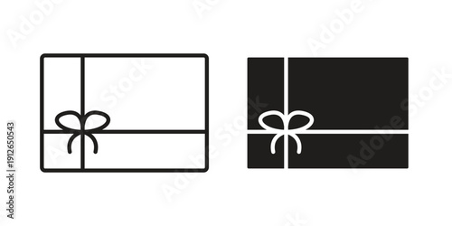 Gift card icon in black line style set. logotype designs